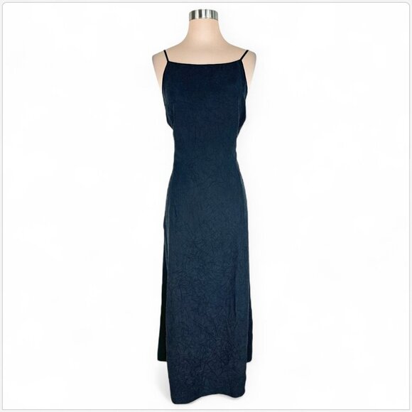 INC International Concepts Bleecker Long Black Silk Crinkle Maxi Dress NWT 14 - Picture 1 of 4